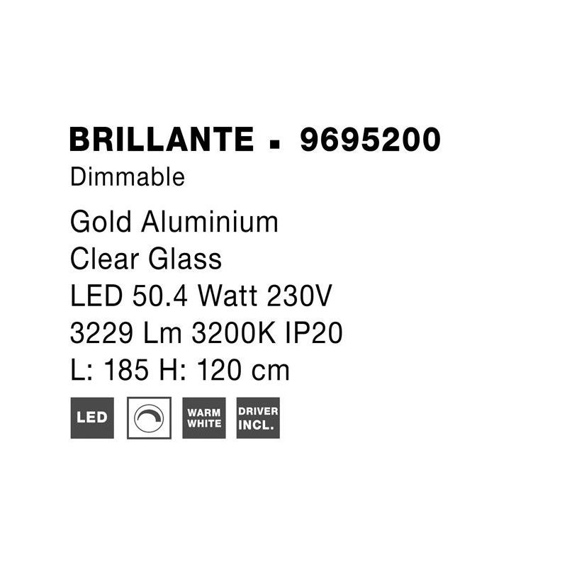 Pakabinamas šviestuvas BRILLANTE 9695200 dimeriuojamas